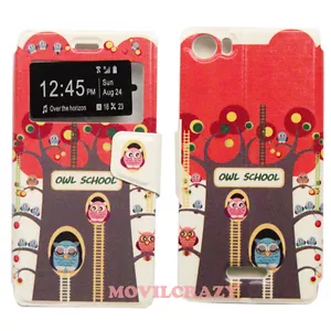 FUNDA LIBRO DIBUJO CON VENTANA CUSTODIA PARA WIKO FEVER BÚHOS - Imagen 1 de 1