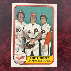 1981 Fleer Set TRIPLE THREAT PETE ROSE MIKE SCHMIDT BOWA #645b PHILLIES NM/MINT+ - Picture 1 of 2