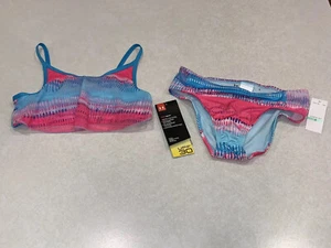 Under Armour Girl’s Two Piece Bikini Swim Suit Set Size 8 Tie Dye Pink Blue NWT - Picture 1 of 11