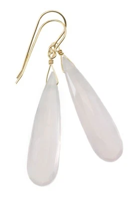 Pendientes de Cuarzo Rosa X Largos Rosa Lágrima Facetada Gotas Oro Sólido 14k Esterlina 2" Foto 1 de 4