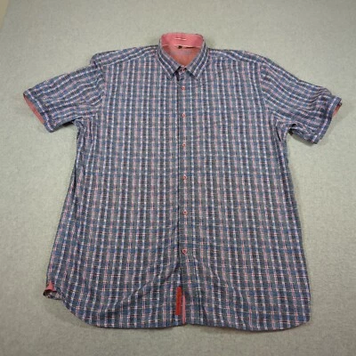 Camisa Luchiano Visconti Negra Para Hombre XL Gris Cuadros Lazo Botón Manga Corta Foto 1 de 4