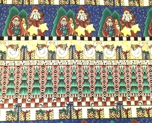 Checkered Past Kathi Walters MM Fab Christmas Border Stripe Cotton Fabric 45x87" - Picture 1 of 3