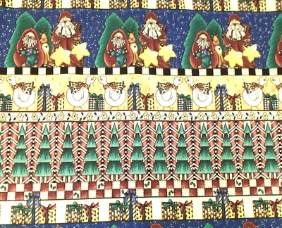 Checkered Past Kathi Walters MM Fab Christmas Border Stripe Cotton Fabric 45x87" - Image 1 of 3