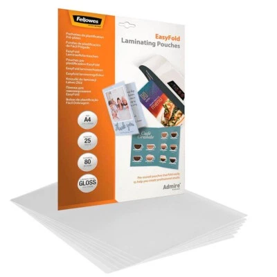 Fellowes vorgefaltete Laminierfolien A4 EasyFold 80 Mikron DIN A4 - 25 Folien