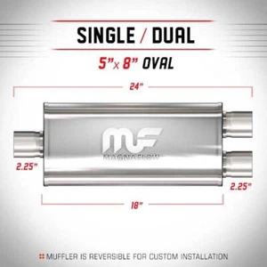 Universal Muffler/Silencer 2.25 S/D Oval 5x8 x 18 | #12251 | MagnaFlow - Picture 1 of 1