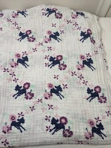 Aden + Anais Disney Baby Swaddle Blanket Bambi Muslin Purple Flower deer floral - Picture 1 of 5