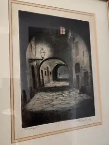 Florence Italy Antique Etching "Firenze" Street Scene, Hand Signed in Pencil - Picture 1 of 13