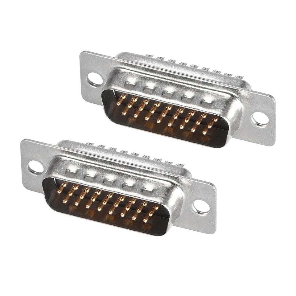 D-sub Connector Male Plug 26-pin 3-row Port Terminal Solder Type Black 2pcs - Image 1 of 1