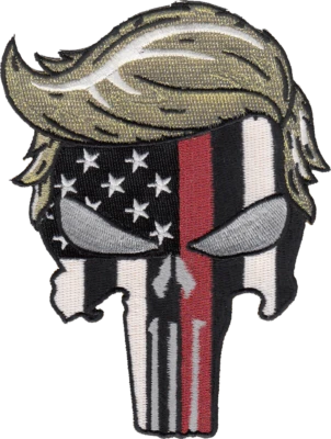 TRUMP SKULL PATCH: Red Line American Flag