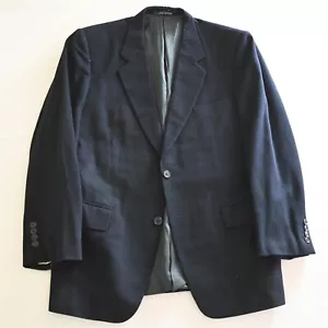 Vtg Corneliani 40R Navy Blue 100% Wool Flannel Suit Jacket Blazer Sport Coat - Picture 1 of 24