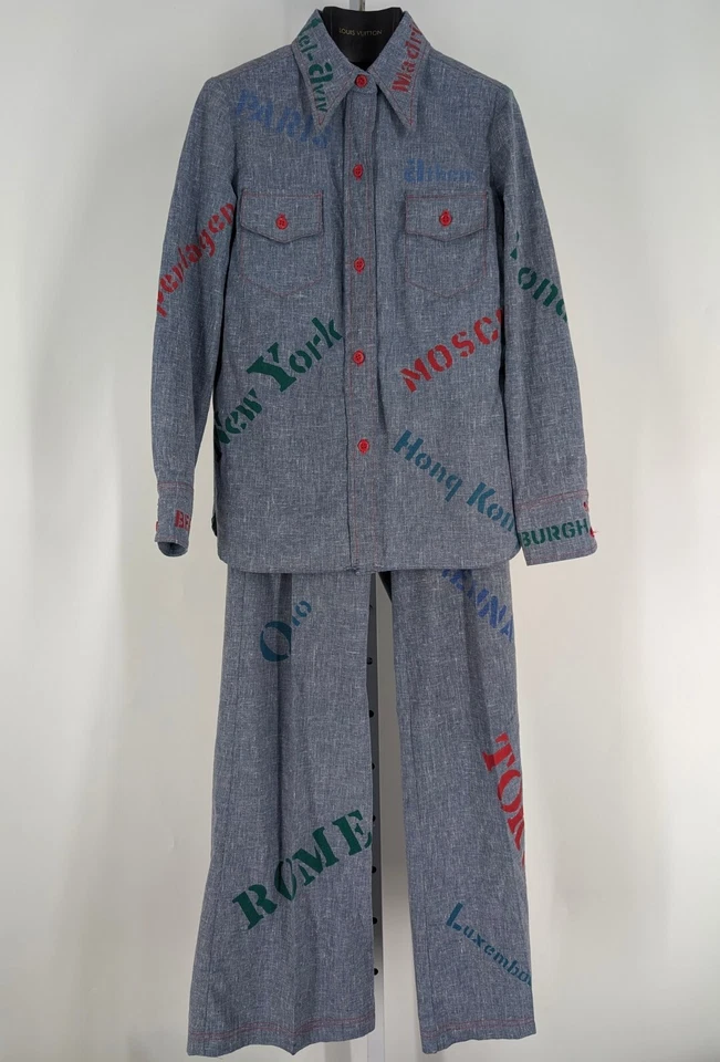 Vincent Mignon De Colección Años 60 70 París Nueva York Denim Cambray 2 Piezas Disco Camisa Jeans Foto 1 de 4