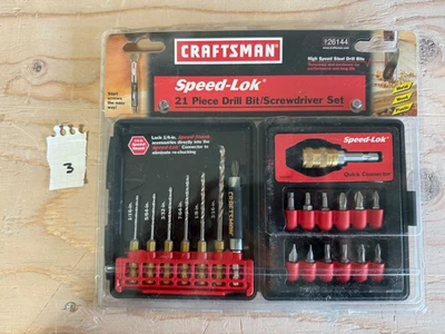 Vintage NOS CRAFTSMAN Professional 21pc Speed Lok Drill Drive Bit Set 26144 USA - Image 1 of 3