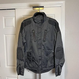 Harley-Davidson Jacket Mens Medium Gray Nylon Moto Biker Riding Zipper Pockets - Picture 1 of 14