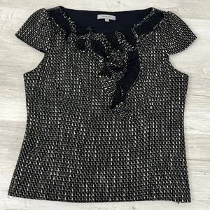 Classiques Entier Ruffle Front Cap Sleeve Wool Blend Lined Side Zip Blouse Med - Picture 1 of 10