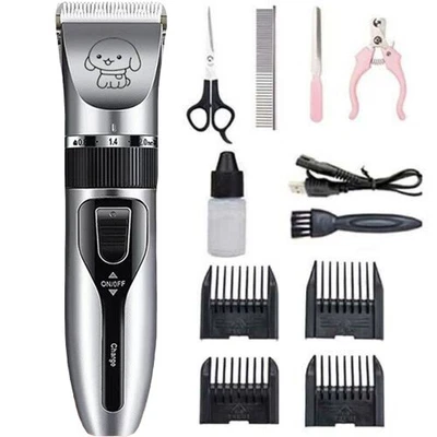 Wireless Electric Pet Hair Trimmer Cat Dog Grooming Clippers Quiet Shaver 12 Kit - Image 1 of 4