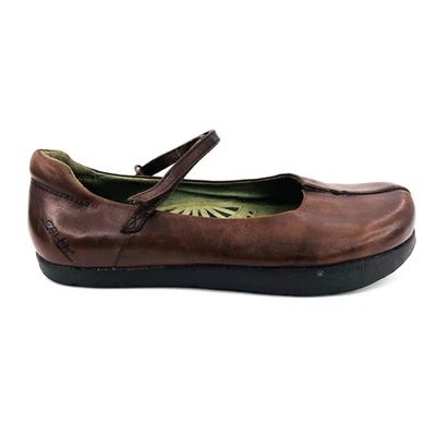 Womens 6 B Kalso Earth Solar Mary Jane Strap Shoes Brown Leather Negative Heel - Image 1 of 4