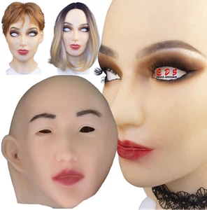 Maschera facciale realistica in silicone femminile per crossdresser donna - Foto 1 di 33