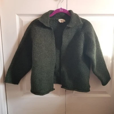 Cardigã J.Crew Feminino Suéter Grande Verde Vintage 100% Lã Cropped Clássico - Imagem 1 de 4