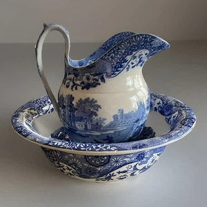 Antico lavabo e brocca Copland in Spode italiano, da riparare, C 1920 - Foto 1 di 19