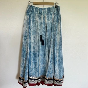Falda Suave Entorno Mujer L Azul Maxi Bordada Campesino Gitano Festival - Imagen 1 de 11