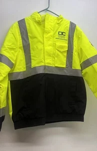 Herren Hi Vis wasserdichte Regenjacke Arbeitskleidung reflektierende Kapuze PREIS VORSCHLAGEN 🔥 LARGE - Bild 1 von 10