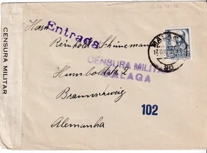 España  - Carta Malaga a  Alemania - Censura Militar Malaga - Picture 1 of 2