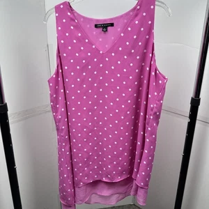Zac & Rachel Damen ärmellose Bluse - rosa gepunktet - Größe XL - Lagenlook Saum - Bild 1 von 2