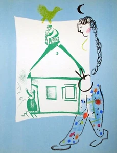 Marc Chagall Lithographie -- Das Haus in meinem Dorf -- von 1960 Mourlot Band I - Bild 1 von 2