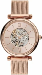 Reloj de tres manecillas Fossil Carlie automático de malla de acero inoxidable para mujer, oro rosa - Imagen 1 de 3