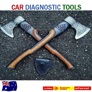 2Pcs Custom Handmade Carbon Steel Viking Axe For Camping Hunting & Outdoor - Picture 1 of 11