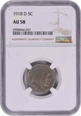 1918-D Buffalo Nickel AU58 NGC - Image 1 of 4