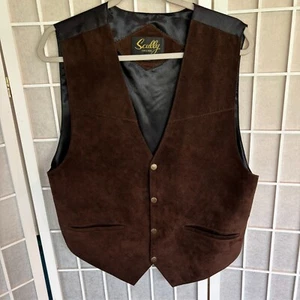 Scully Leather Vest Mens Medium Western Brown Suede Snap Front - Picture 1 of 12