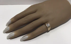 Trubrite 14K Yellow Gold Round Diamond Solitaire Boys or Pinky Ring - Size 4.5 - Picture 1 of 15
