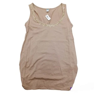Old Navy Brown Maternity Tank Top-M-Shirred Sides-Sequins - Picture 1 of 4