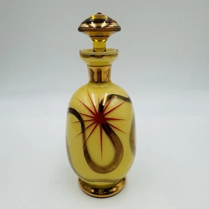 Tappo bottiglia vetro artistico oro giallo 8" stella atomica modernista vintage metà secolo - Foto 1 di 10