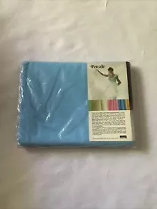 Twin Flat Sheet Percale 50% Polyester 50% Combed Cotton 180 Thread Count Sky Blu - Picture 1 of 12