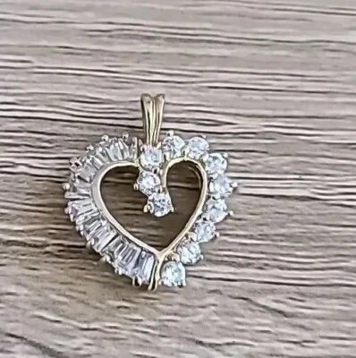  Сердце подвеска блестящий CZ * золото над серебро 925 * JJT Италии - Изображение 1 из 4