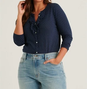 Lucky Brand Ruffle Henley Top (M) NWT $59.50 - Picture 1 of 4