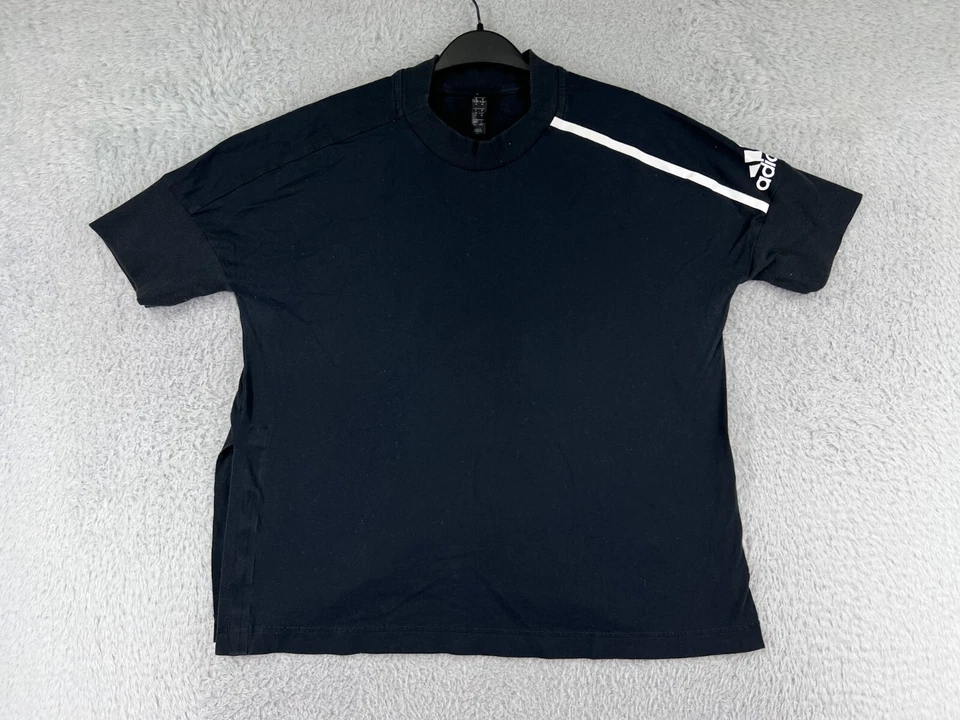 Camisa Adidas Para Hombre Grande Negra Manga Corta Lados Abiertos Mangas con Puños Algodón Foto 1 de 4