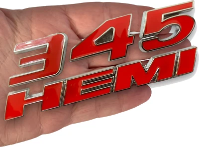 345 HEMI Badge Emblem For Charger Side Fender Red with Silver Edge - Image 1 of 3
