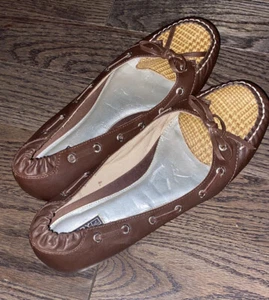 Para mujer talla 10 M marrón cuero Sperry top-sider deslizantes ballet zapatos planos informales - Imagen 1 de 12