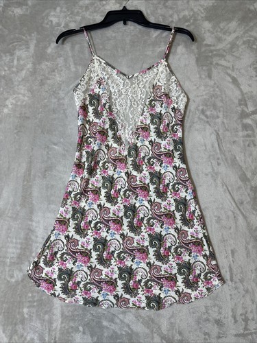 UNDERCOVER Abito vestito donna vintage Victoria’s Secret slip floreale paisley pizzo taglia P
