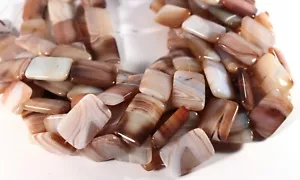 Diverse Banded AGATE 30x20mm Rectangle Beads 15.5" Str Brown White - Picture 1 of 2