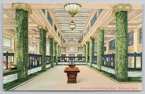 1910s Spokane WA Old National Bank Interior Grand Lobby Riverside Ave Postcard - Picture 1 of 3