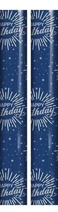 5m Happy Birthday Gift Wrapping Paper Roll - 2 x 2.5m - Blue with Stars - Picture 1 of 2
