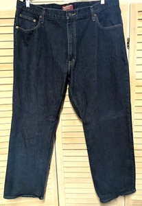 Arizona Jean Co Mens Size 42x30 Blue Denim Loose Straight 100% Cotton Jeans - Picture 1 of 8