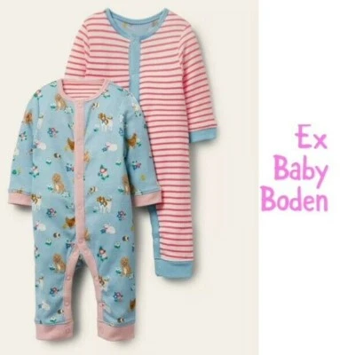 Ex Baby Boden Girls 1 ONE Pack Pets Stripe Footless Romper Sleepsuit Age 0 - 24