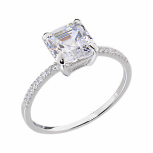 2.00 Ct Blue Asscher Cut CZ Diamond Vintage Art Deco Engagement Ring 925 Sterling Silver