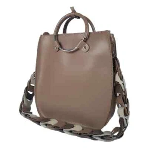 Women's Handbag GENUINE Leather Beige Shoulder Bag Laidies Purse Tote - Picture 1 of 18