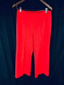 Vtg 70s Flare Bell Bottom Elastic Waist Boho Hippie Pants Size 14 Red Knit Wide - Picture 1 of 8
